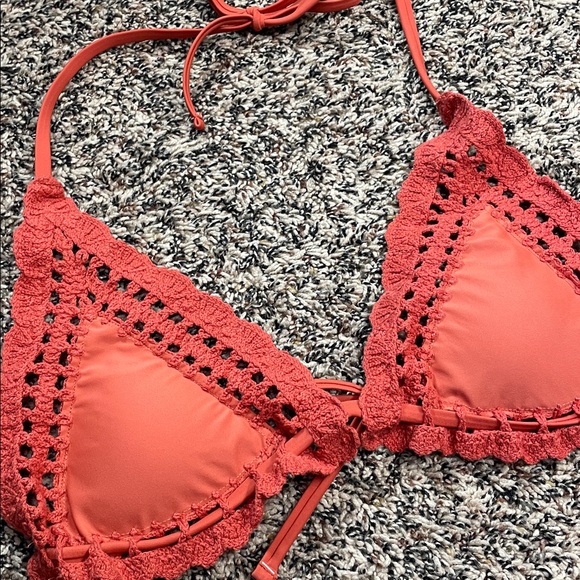 Shade & Shore Orange Crochet Triangle Bikini Top Size XS | NWT - Picture 2 of 7